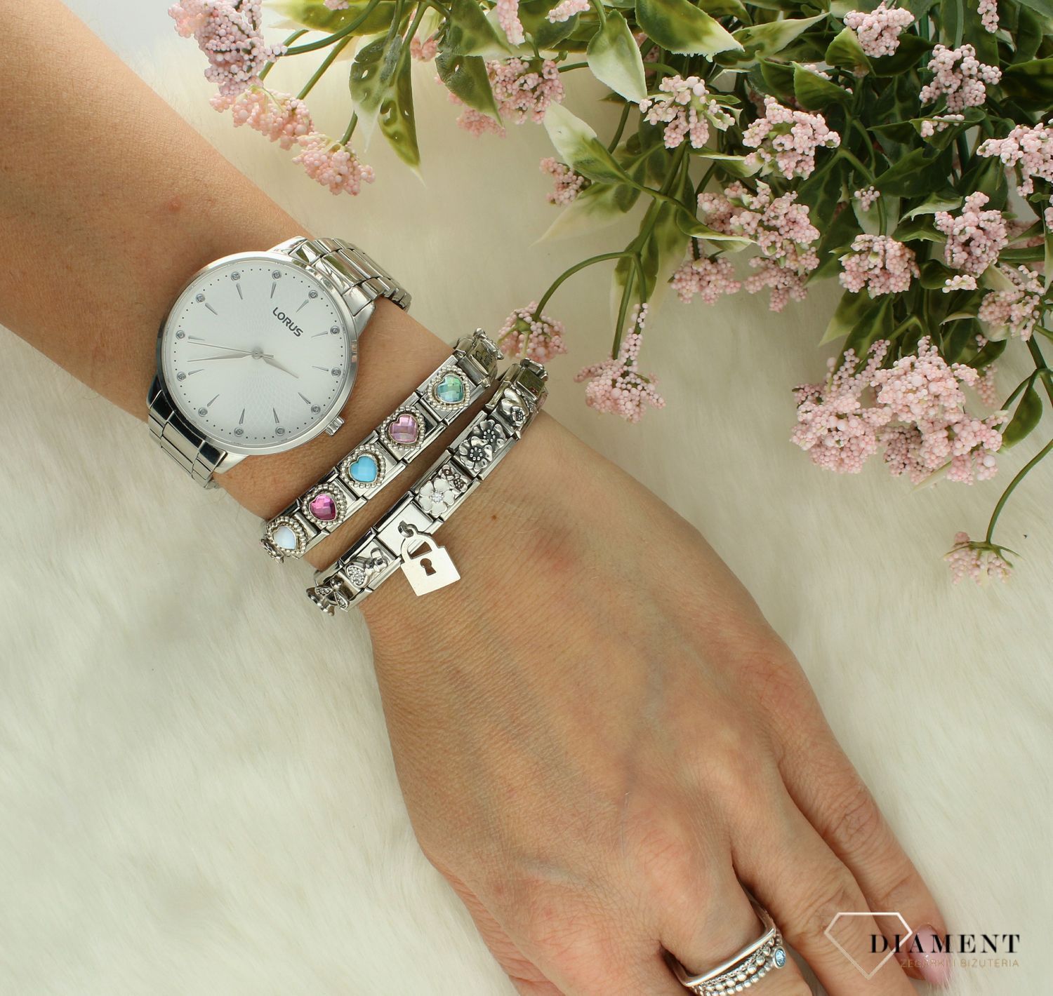 Nomination Link 925 zawieszka srebro Białe fasetowane serce 330606 010.png